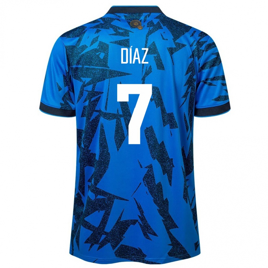 Kids Football El Salvador Nelson Díaz #7 Blue Home Jersey 24-26 T-Shirt Australia