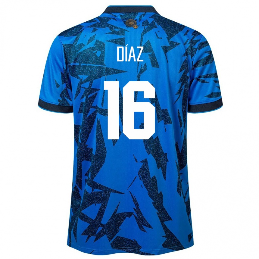 Kids Football El Salvador Wilber Díaz #16 Blue Home Jersey 24-26 T-Shirt Australia