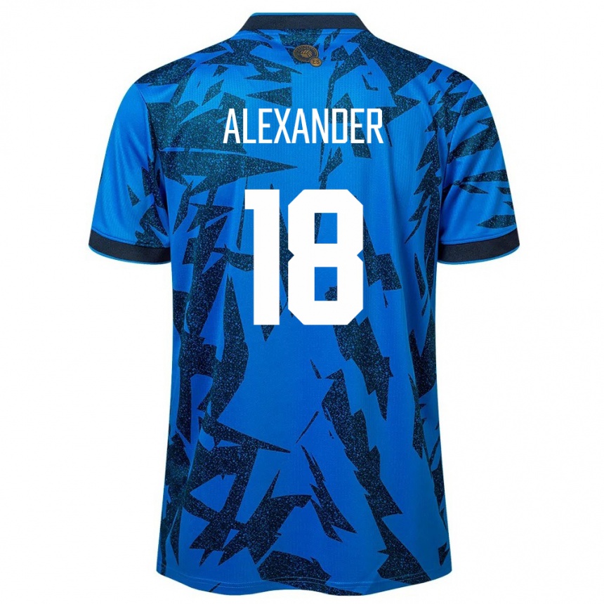 Kids Football El Salvador Alexander Aguilar #18 Blue Home Jersey 24-26 T-Shirt Australia