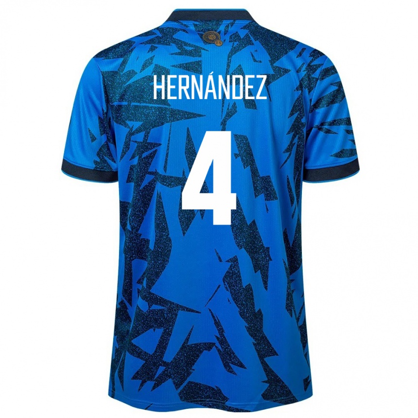 Kids Football El Salvador Elaily Hernández #4 Blue Home Jersey 24-26 T-Shirt Australia