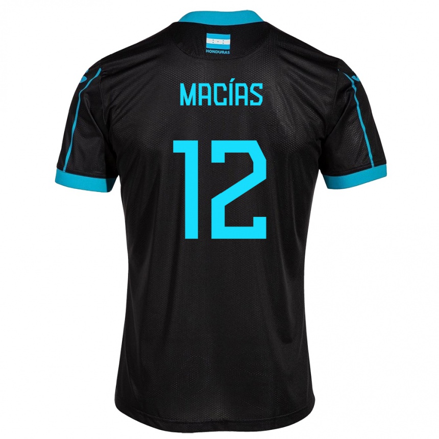 Women Football Honduras Owen Macías #12 Black Away Jersey 24-26 T-Shirt Australia