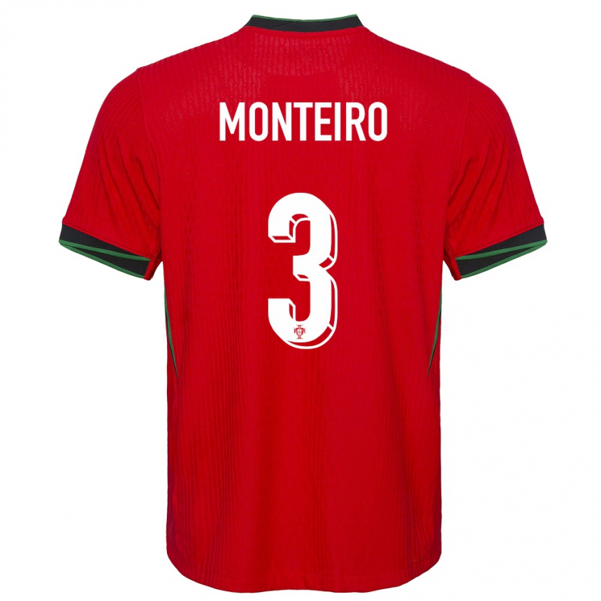 Kids Football Portugal Diogo Monteiro #3 Red Home Jersey 24-26 T-Shirt Australia