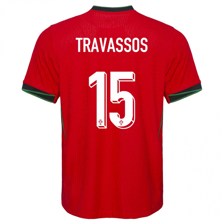 Kids Football Portugal Diogo Travassos #15 Red Home Jersey 24-26 T-Shirt Australia