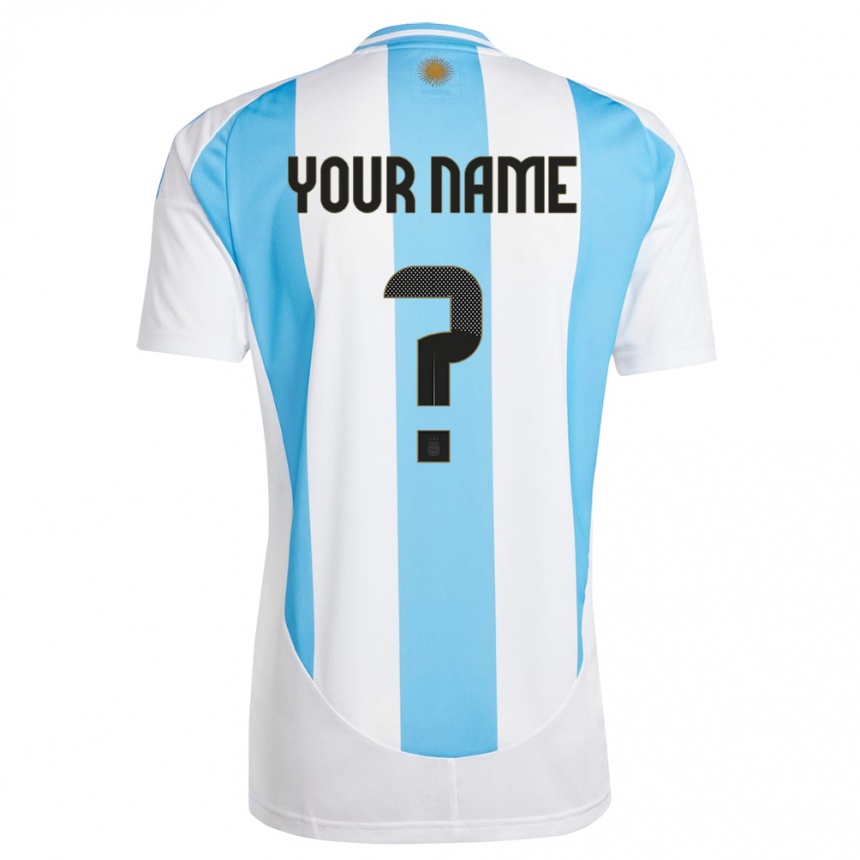 Kids Football Argentina Your Name #0 White Blue Home Jersey 24-26 T-Shirt Australia