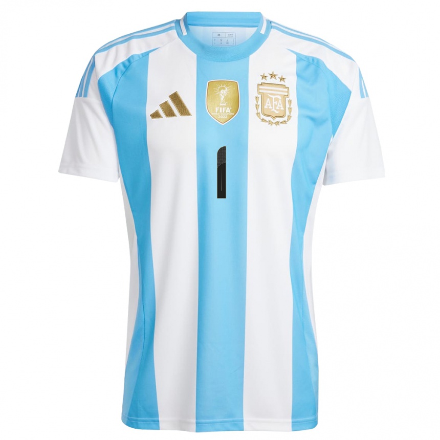 Kids Football Argentina Jeremias Ledesma #1 White Blue Home Jersey 24-26 T-Shirt Australia