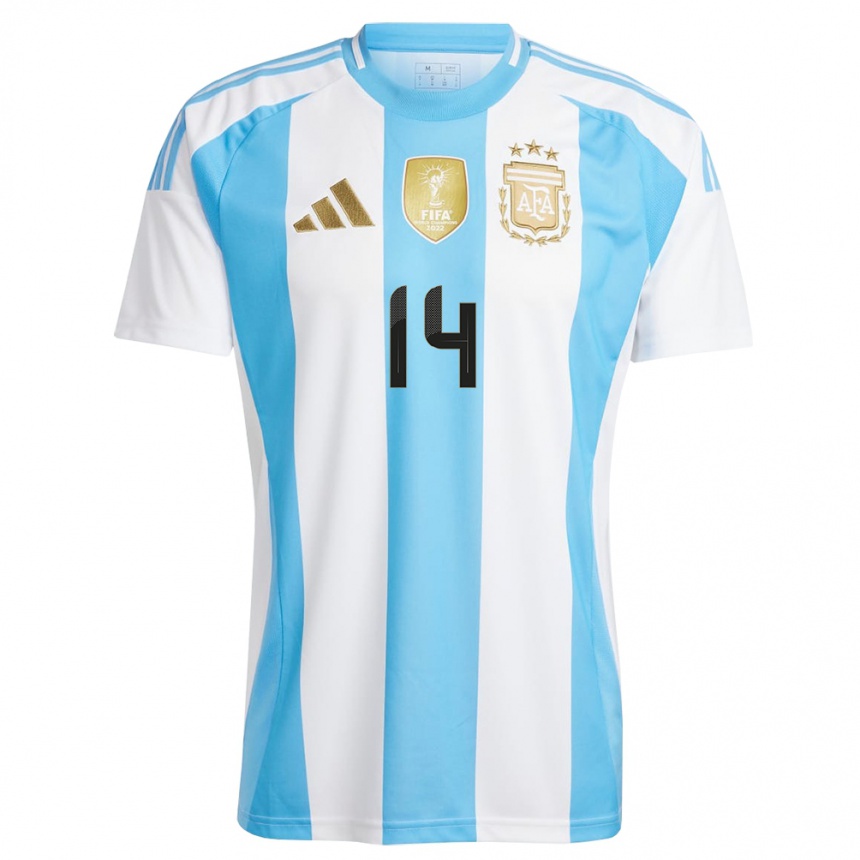 Kids Football Argentina Agustina Vargas #14 White Blue Home Jersey 24-26 T-Shirt Australia