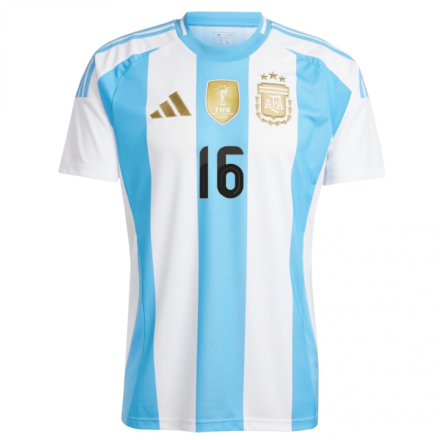 Kids Football Argentina Martin Payero #16 White Blue Home Jersey 24-26 T-Shirt Australia