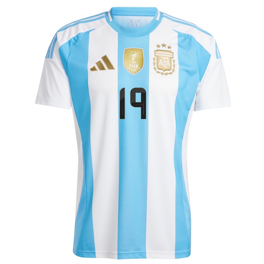 Kids Football Argentina Mariana Larroquette #19 White Blue Home Jersey 24-26 T-Shirt Australia