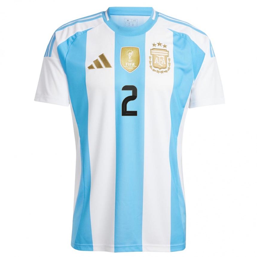 Kids Football Argentina Lautaro Di Lollo #2 White Blue Home Jersey 24-26 T-Shirt Australia