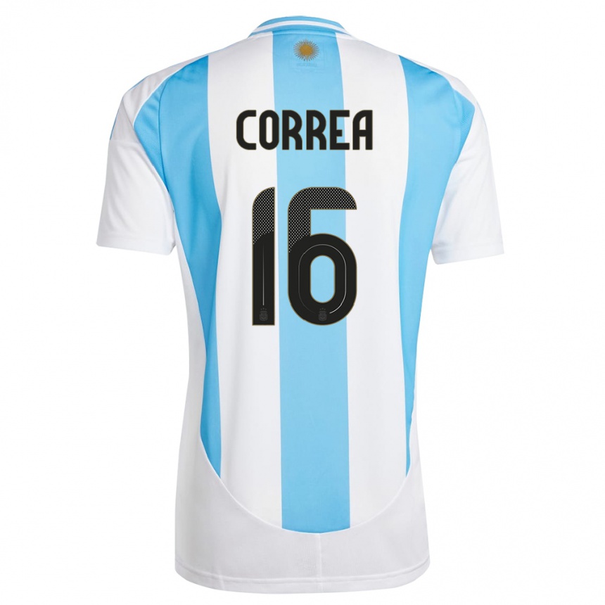 Kids Football Argentina Angel Correa #16 White Blue Home Jersey 24-26 T-Shirt Australia