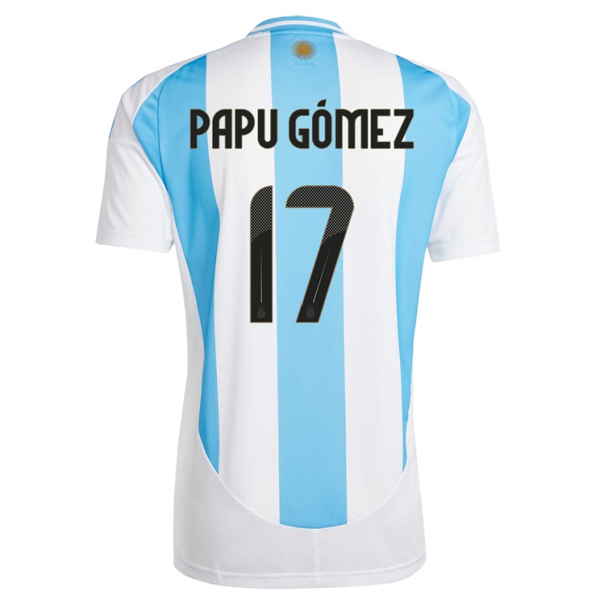 Kids Football Argentina Papu Gomez #17 White Blue Home Jersey 24-26 T-Shirt Australia