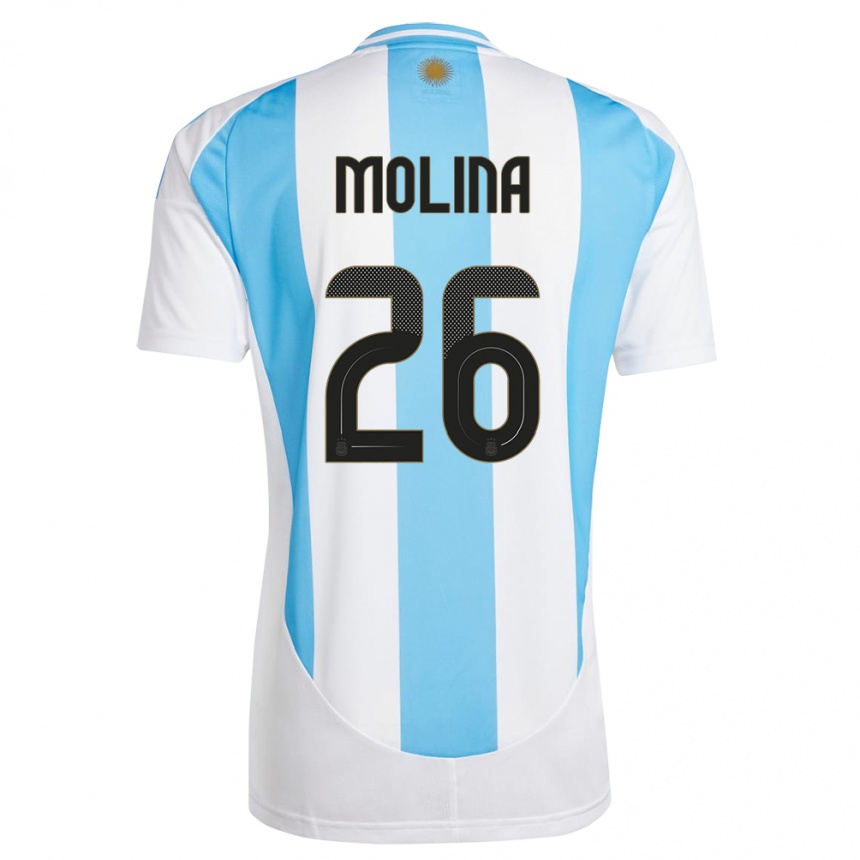 Kids Football Argentina Nahuel Molina #26 White Blue Home Jersey 24-26 T-Shirt Australia