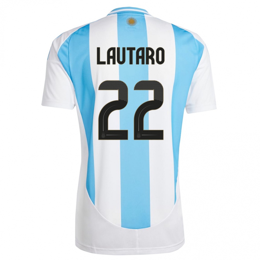 Kids Football Argentina Lautaro Martinez #22 White Blue Home Jersey 24-26 T-Shirt Australia