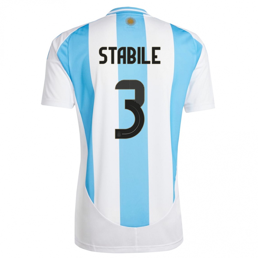 Kids Football Argentina Eliana Stabile #3 White Blue Home Jersey 24-26 T-Shirt Australia