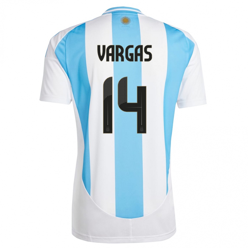 Kids Football Argentina Agustina Vargas #14 White Blue Home Jersey 24-26 T-Shirt Australia