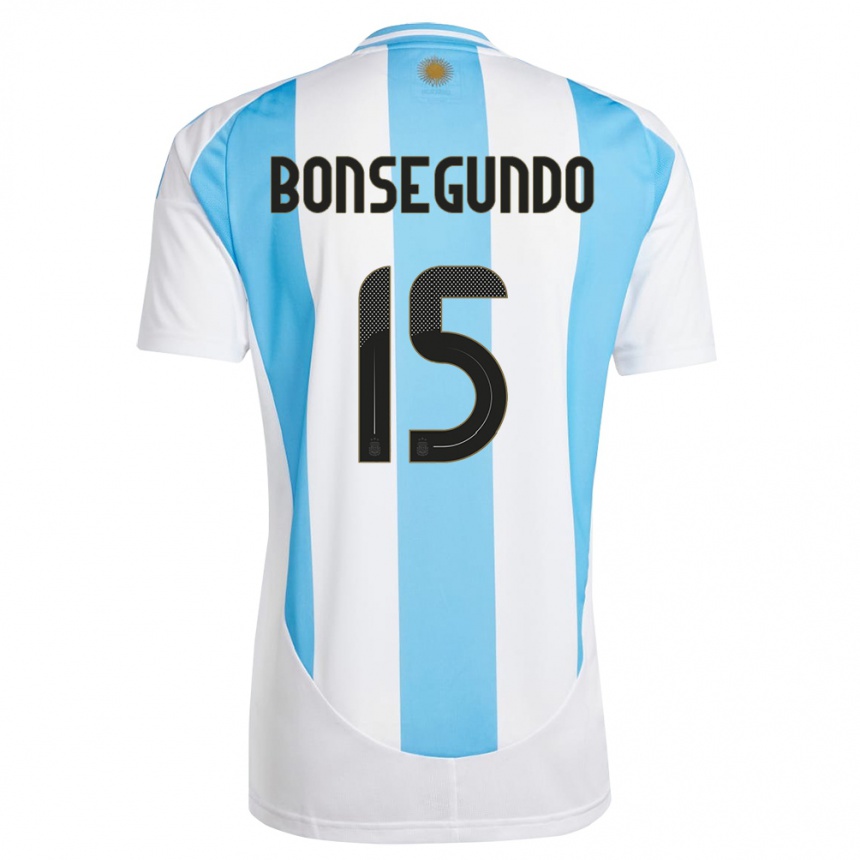 Kids Football Argentina Florencia Bonsegundo #15 White Blue Home Jersey 24-26 T-Shirt Australia