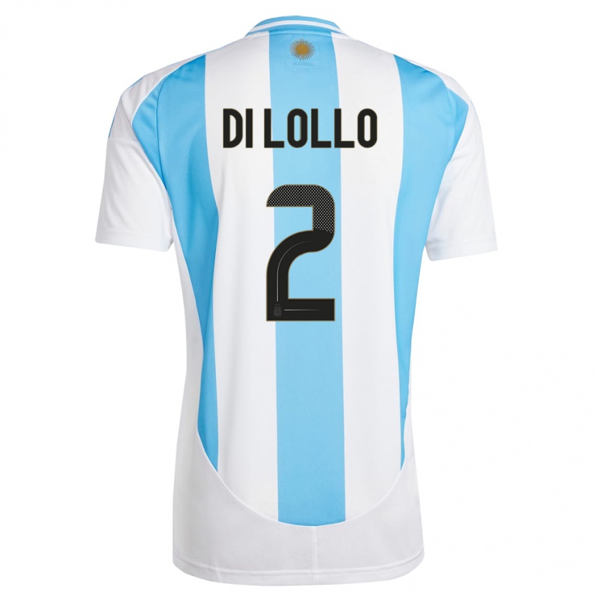 Kids Football Argentina Lautaro Di Lollo #2 White Blue Home Jersey 24-26 T-Shirt Australia