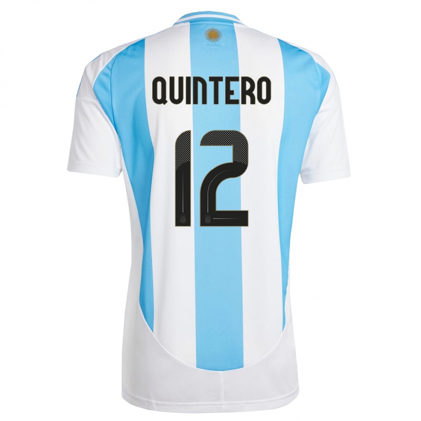 Kids Football Argentina Valentino Quintero #12 White Blue Home Jersey 24-26 T-Shirt Australia