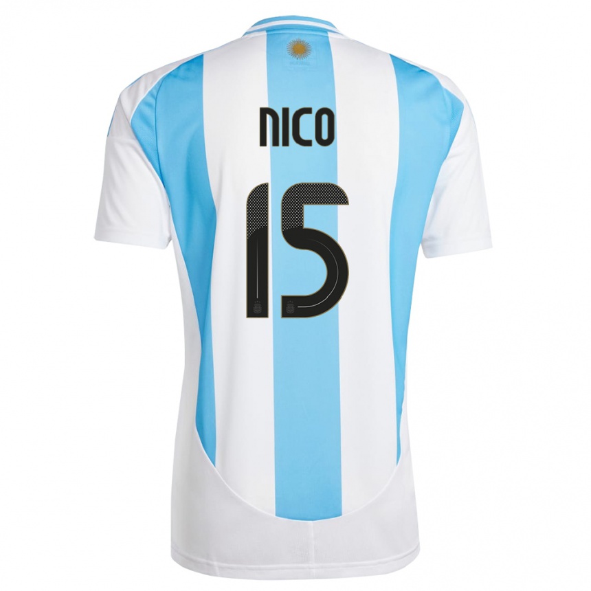 Kids Football Argentina Nico #15 White Blue Home Jersey 24-26 T-Shirt Australia