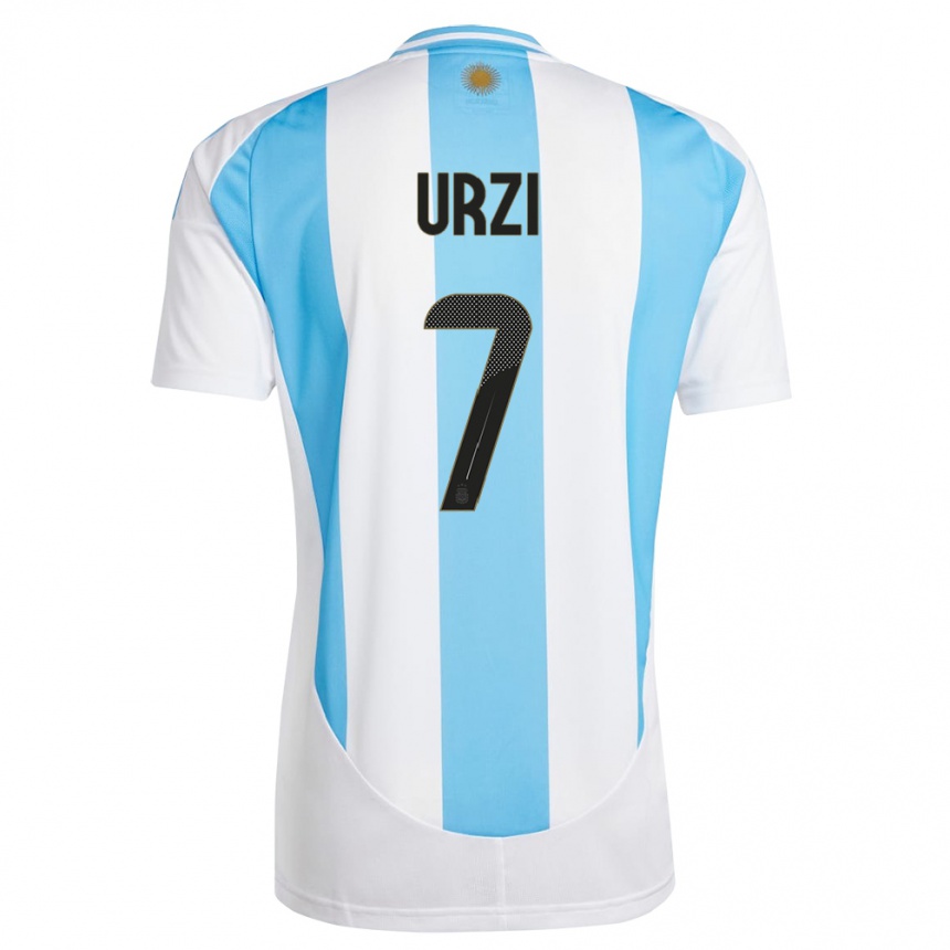 Kids Football Argentina Agustin Urzi #7 White Blue Home Jersey 24-26 T-Shirt Australia