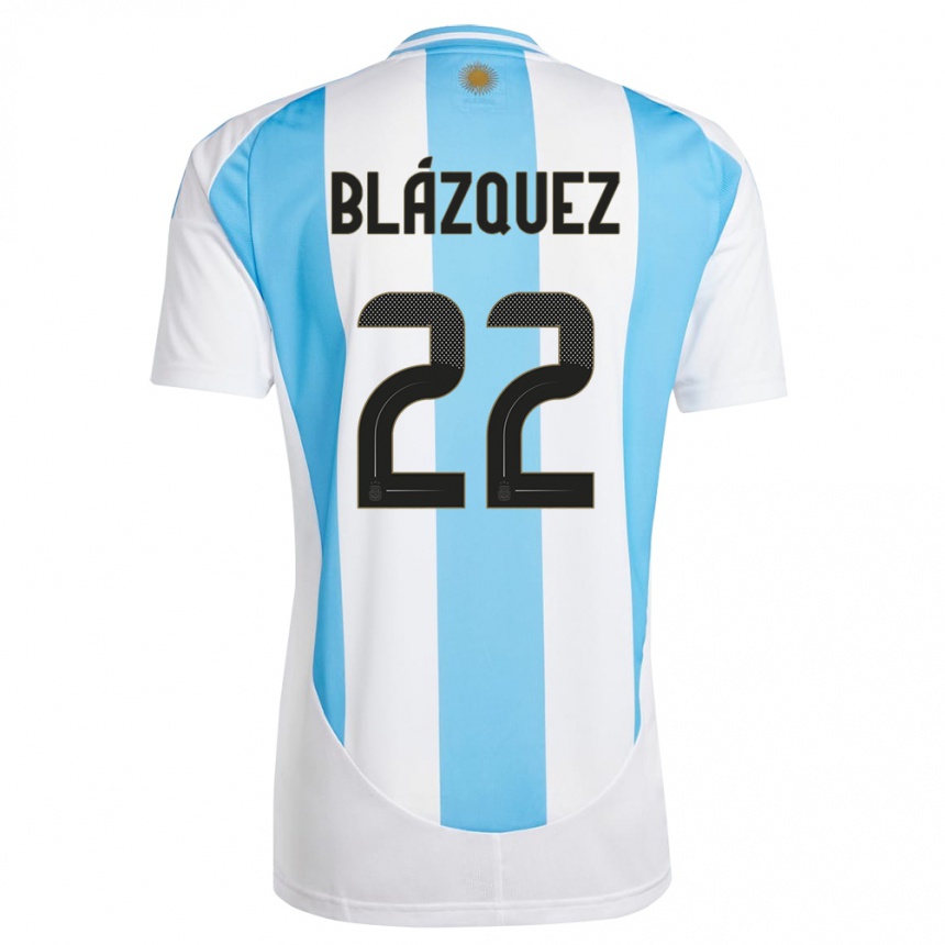 Kids Football Argentina Joaquin Blazquez #22 White Blue Home Jersey 24-26 T-Shirt Australia