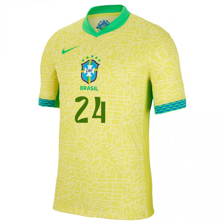 Kids Football Brazil Ederson #24 Yellow Home Jersey 24-26 T-Shirt Australia