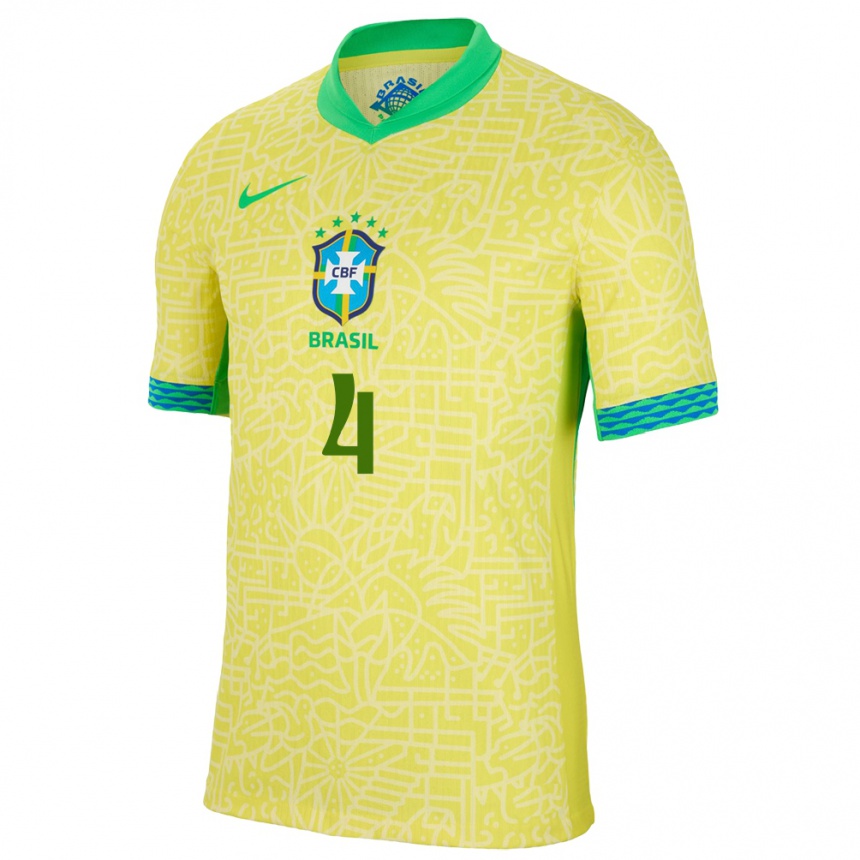 Kids Football Brazil Robert Renan #4 Yellow Home Jersey 24-26 T-Shirt Australia