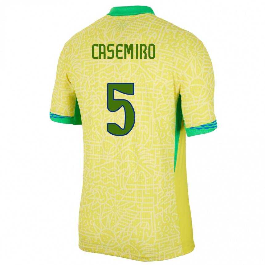 Kids Football Brazil Casemiro #5 Yellow Home Jersey 24-26 T-Shirt Australia