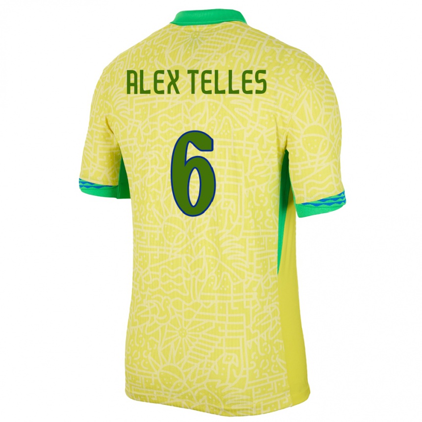 Kids Football Brazil Alex Telles #6 Yellow Home Jersey 24-26 T-Shirt Australia