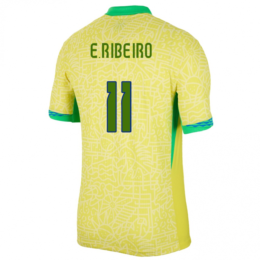 Kids Football Brazil Everton Ribeiro #11 Yellow Home Jersey 24-26 T-Shirt Australia