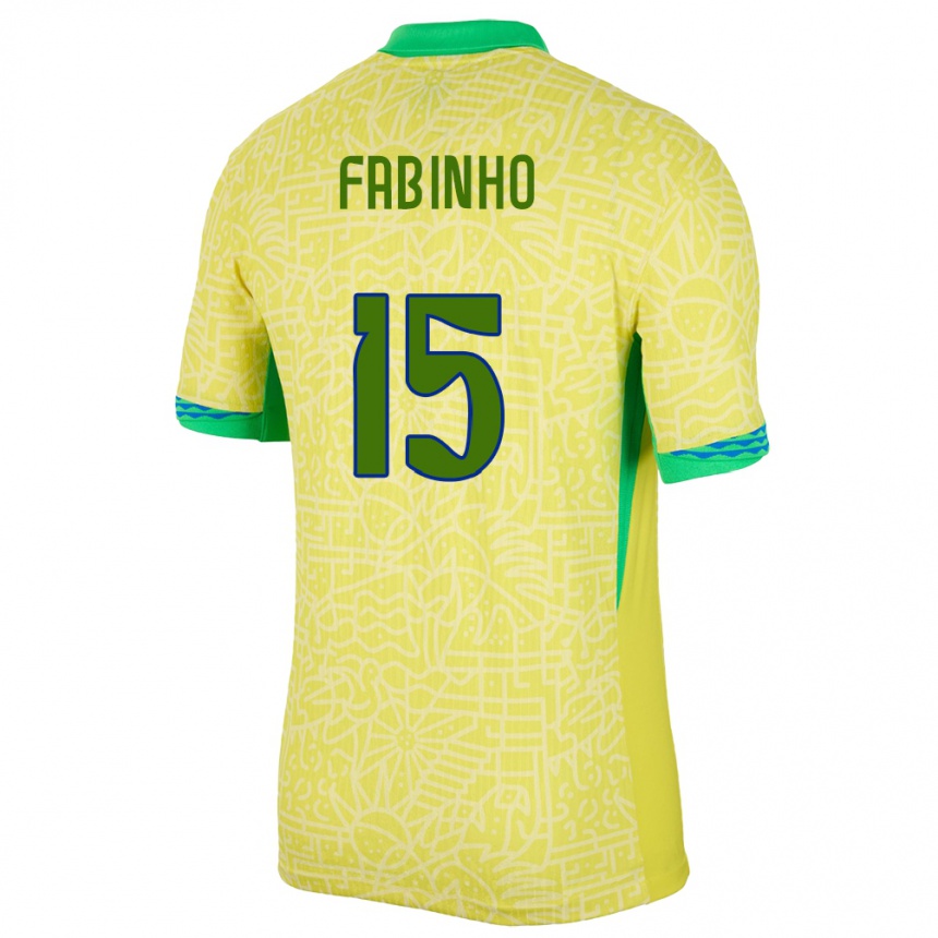 Kids Football Brazil Fabinho #15 Yellow Home Jersey 24-26 T-Shirt Australia