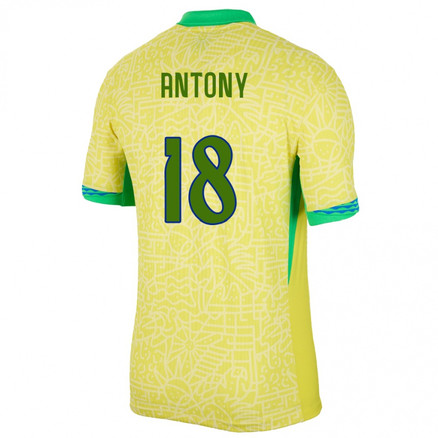 Kids Football Brazil Antony #18 Yellow Home Jersey 24-26 T-Shirt Australia