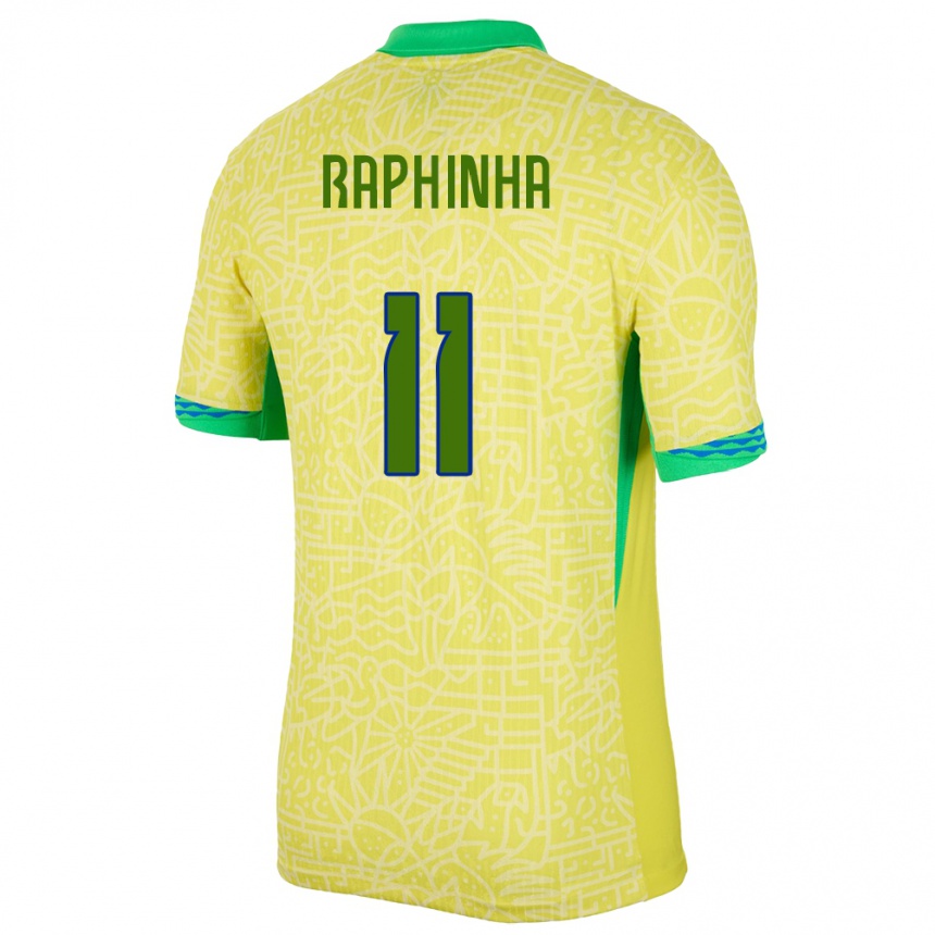 Kids Football Brazil Raphinha #11 Yellow Home Jersey 24-26 T-Shirt Australia