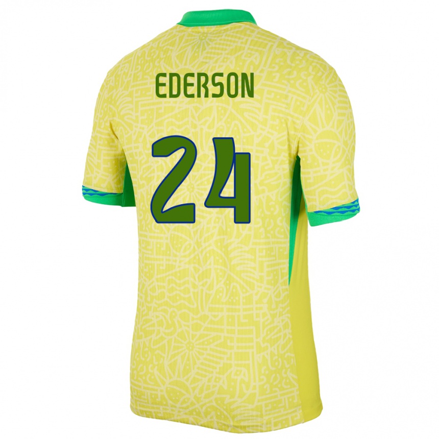 Kids Football Brazil Ederson #24 Yellow Home Jersey 24-26 T-Shirt Australia