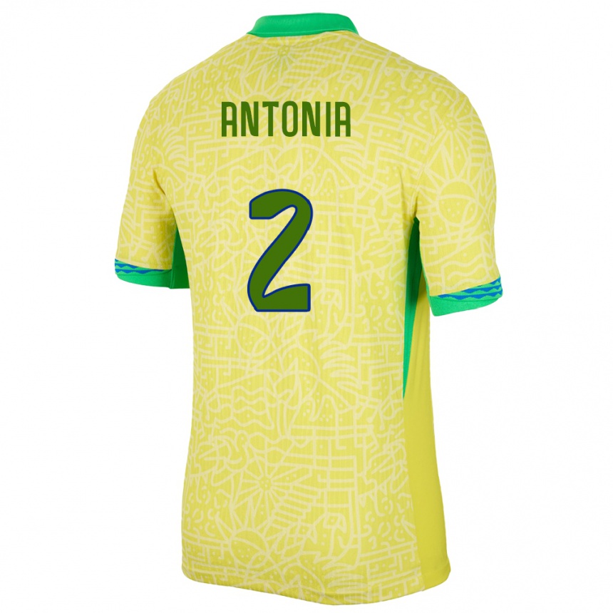 Kids Football Brazil Antonia #2 Yellow Home Jersey 24-26 T-Shirt Australia