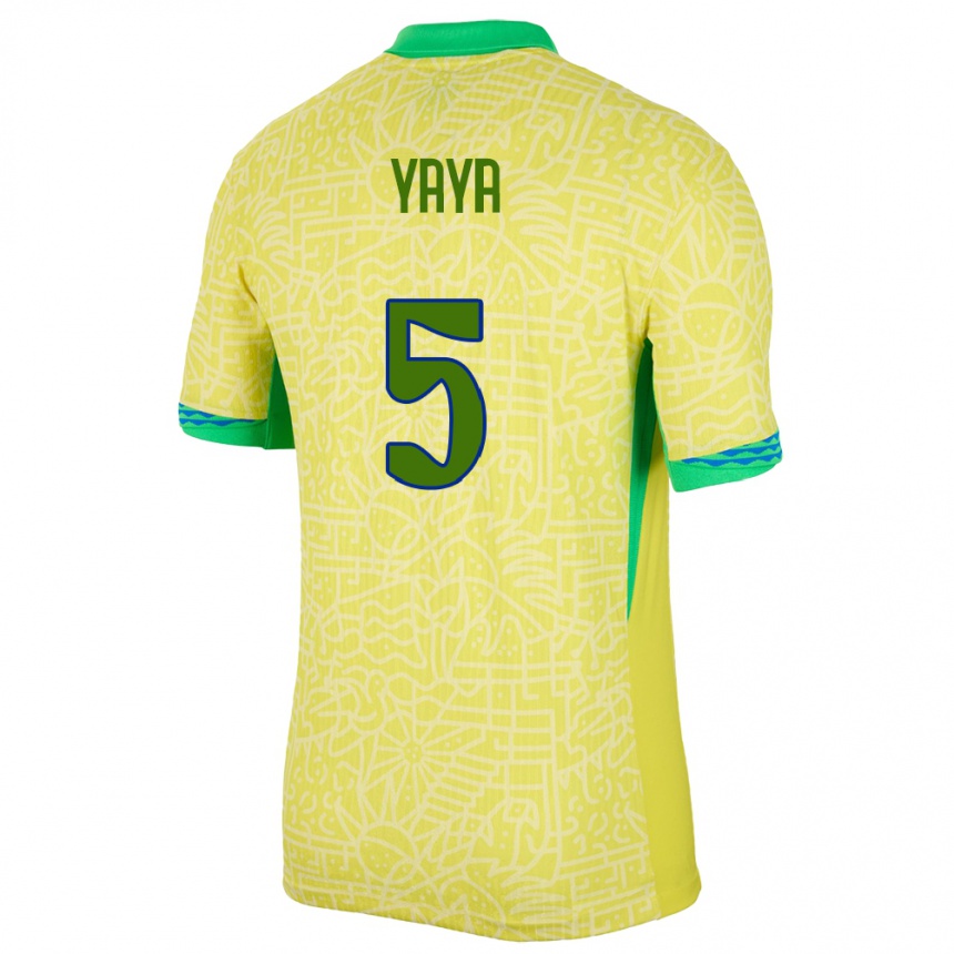 Kids Football Brazil Yaya #5 Yellow Home Jersey 24-26 T-Shirt Australia