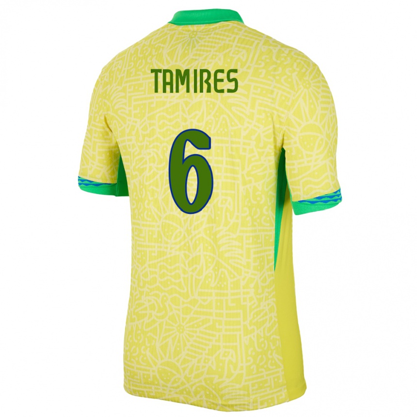 Kids Football Brazil Tamires #6 Yellow Home Jersey 24-26 T-Shirt Australia