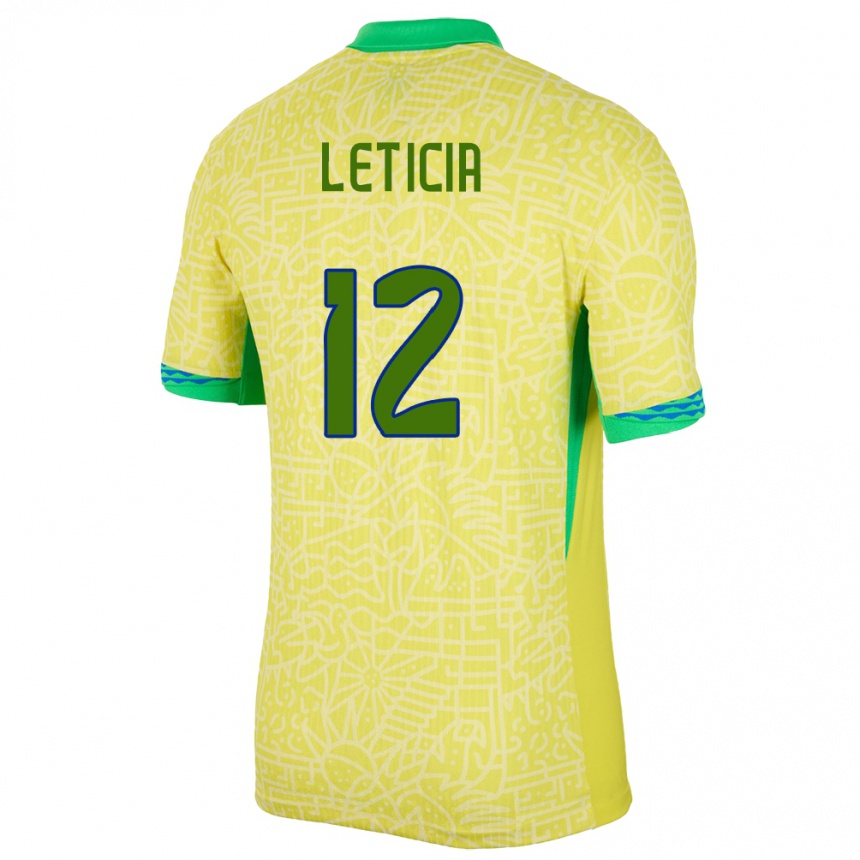 Kids Football Brazil Leticia #12 Yellow Home Jersey 24-26 T-Shirt Australia