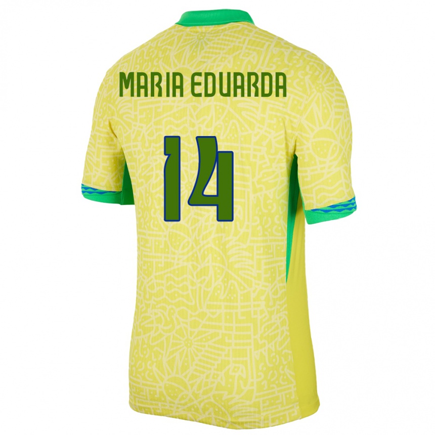 Kids Football Brazil Maria Eduarda #14 Yellow Home Jersey 24-26 T-Shirt Australia