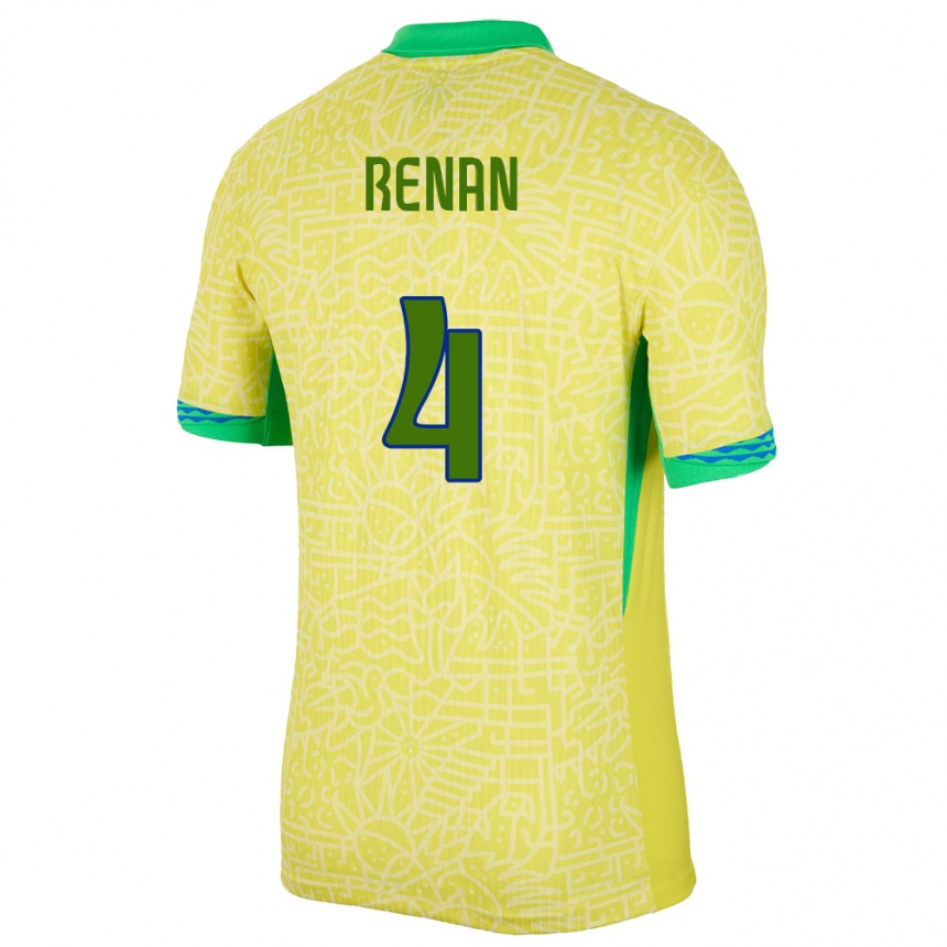 Kids Football Brazil Robert Renan #4 Yellow Home Jersey 24-26 T-Shirt Australia