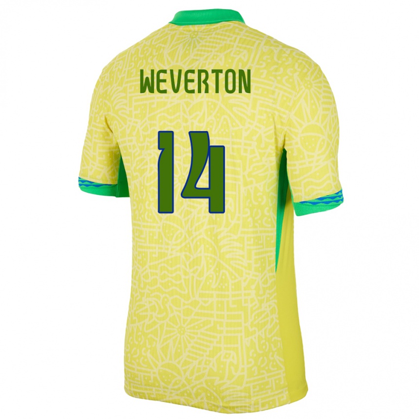 Kids Football Brazil Weverton #14 Yellow Home Jersey 24-26 T-Shirt Australia