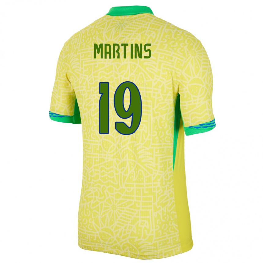 Kids Football Brazil Matheus Martins #19 Yellow Home Jersey 24-26 T-Shirt Australia