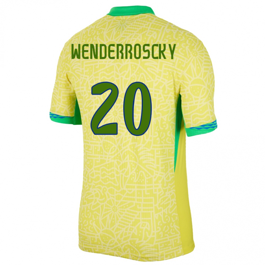 Kids Football Brazil Arthur Wenderroscky #20 Yellow Home Jersey 24-26 T-Shirt Australia