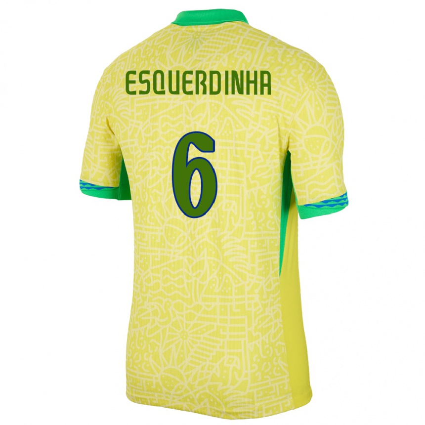 Kids Football Brazil Esquerdinha #6 Yellow Home Jersey 24-26 T-Shirt Australia