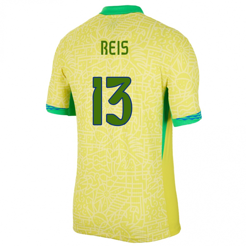 Kids Football Brazil Vitor Reis #13 Yellow Home Jersey 24-26 T-Shirt Australia