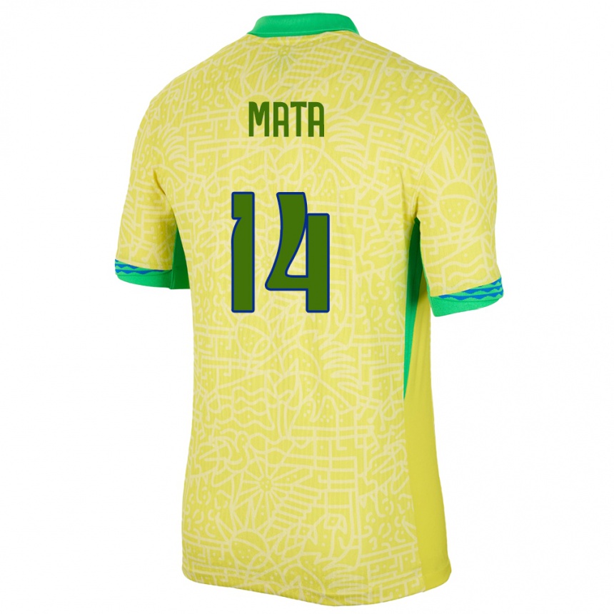 Kids Football Brazil Da Mata #14 Yellow Home Jersey 24-26 T-Shirt Australia