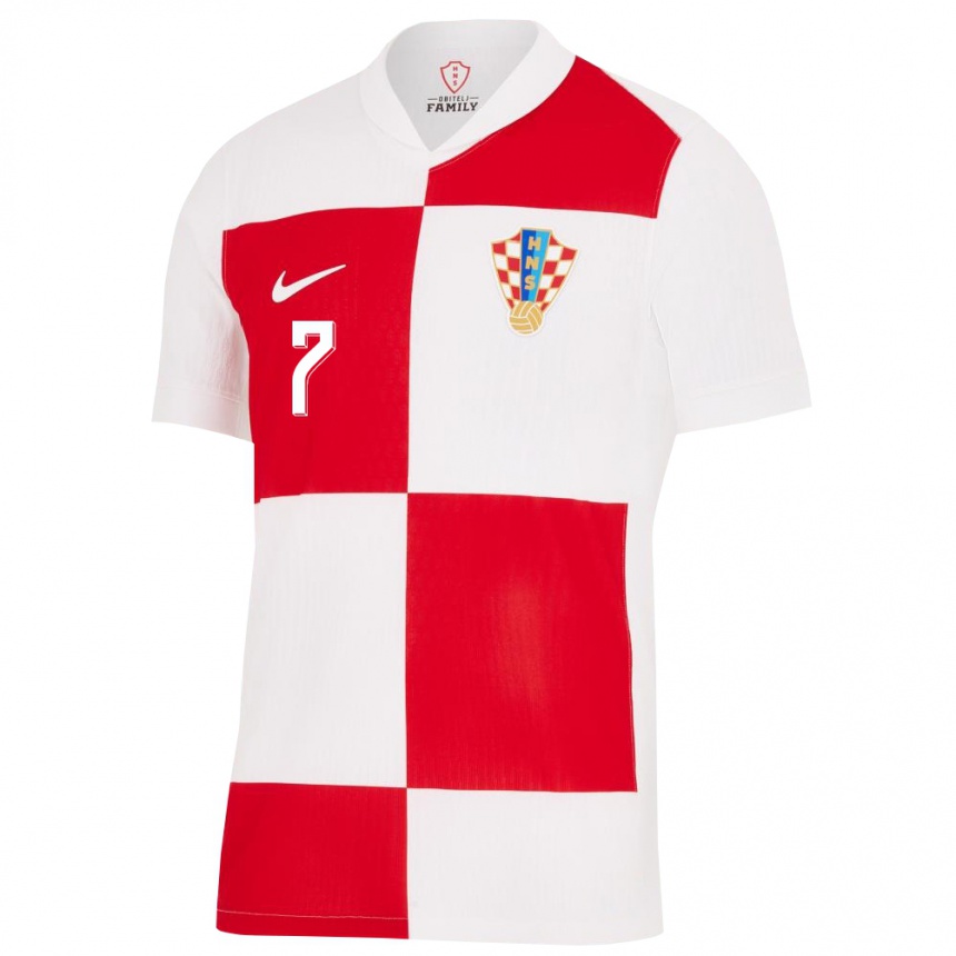 Kids Football Croatia Josip Brekalo #7 White Red Home Jersey 24-26 T-Shirt Australia