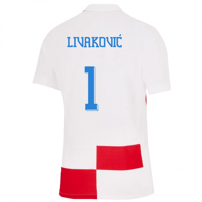 Kids Football Croatia Dominik Livakovic #1 White Red Home Jersey 24-26 T-Shirt Australia