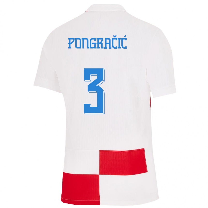 Kids Football Croatia Marin Pongracic #3 White Red Home Jersey 24-26 T-Shirt Australia