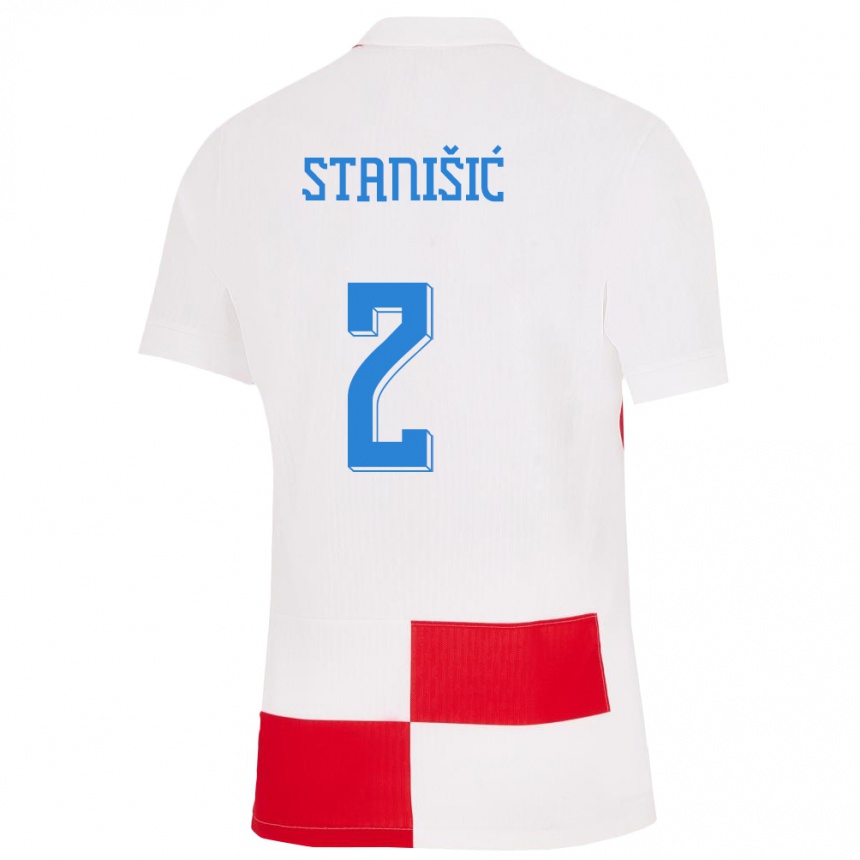 Kids Football Croatia Josip Stanisic #2 White Red Home Jersey 24-26 T-Shirt Australia